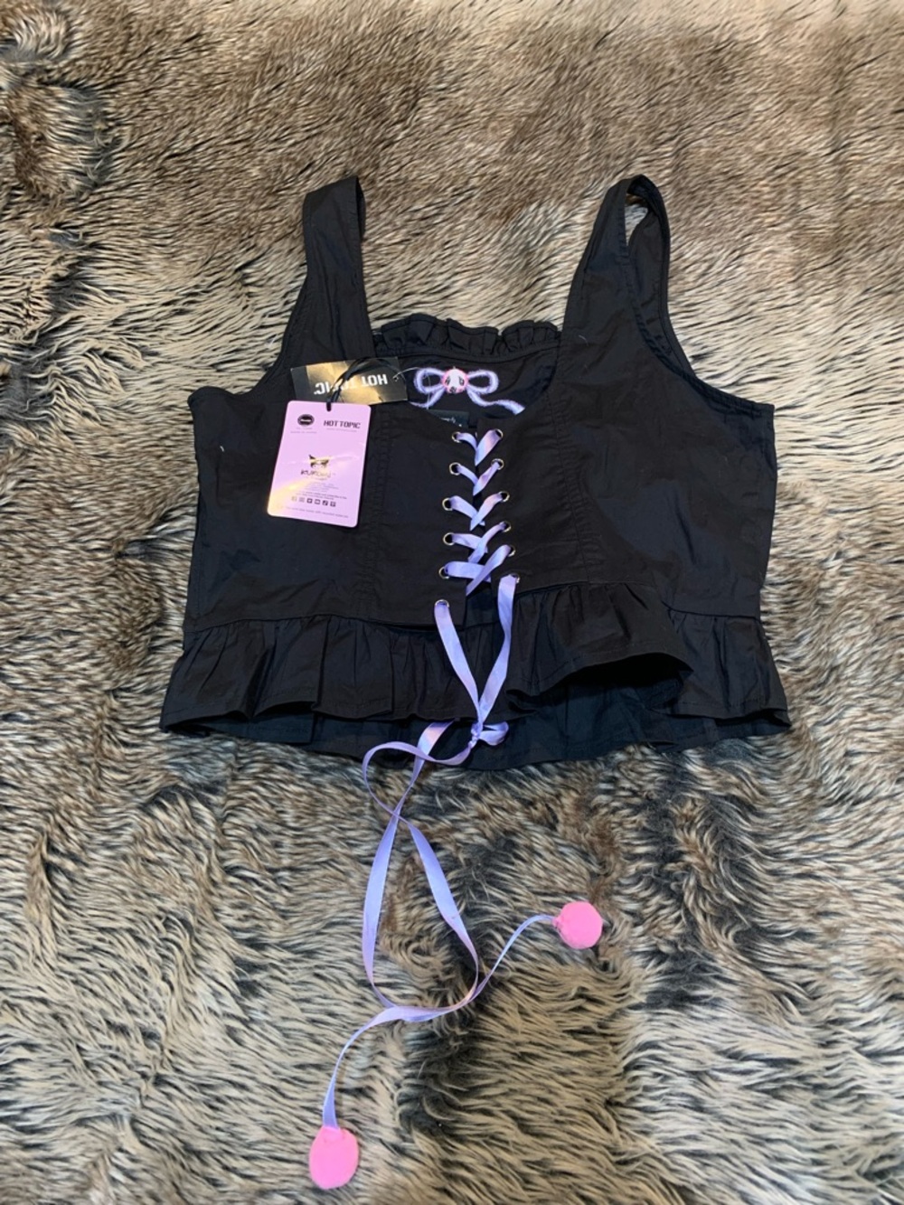 Kuromi Pom Pom Corset Top Hot topic Size MD - Picture 3 of 9